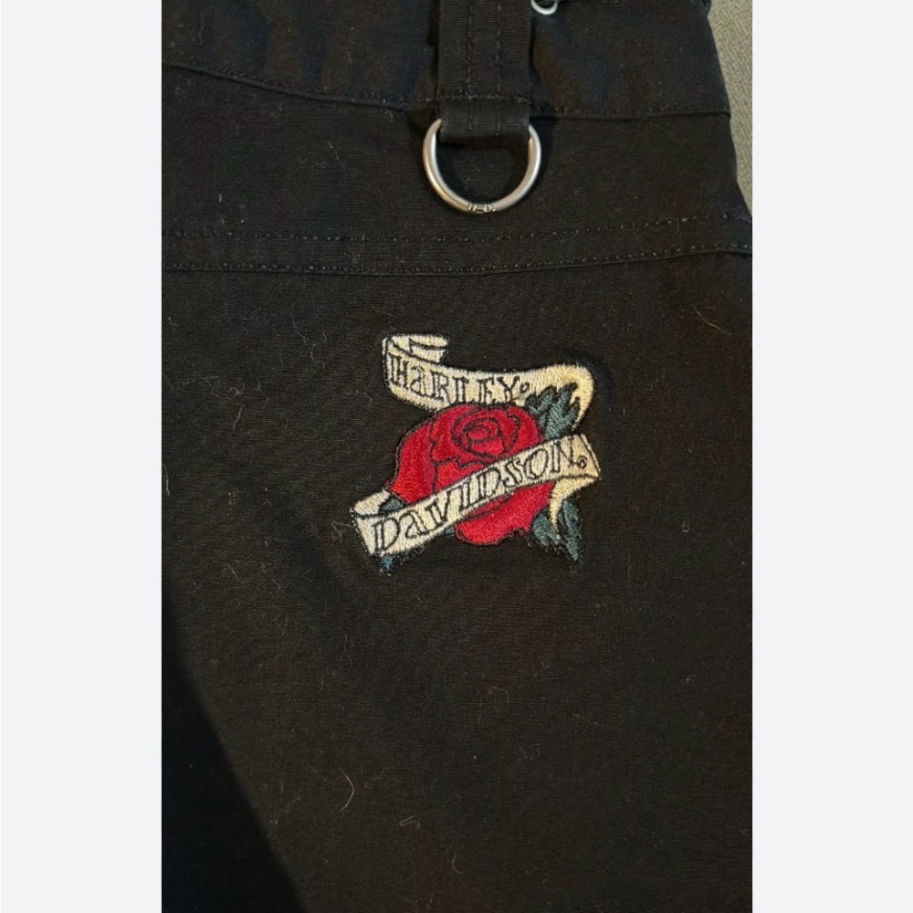 Harley Davidson Women's Black Embroidered Motorcycle Riding Pants Zippers NWOT 6
